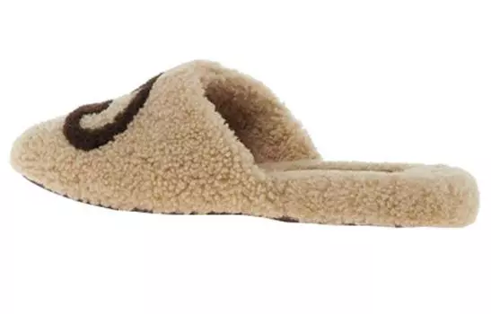 Шлепанцы мужские Gucci меховые, коричневый