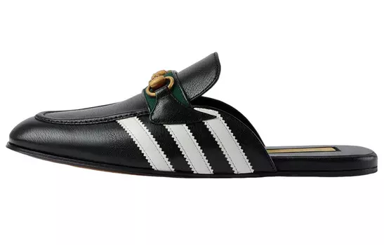 Шлепанцы мужские Gucci x Adidas Horsebit, черный / белый