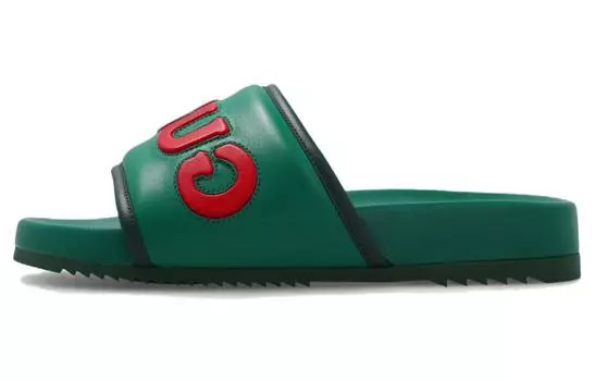 Шлепанцы мужские Gucci с логотипом, зеленый