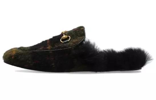 Шлепанцы мужские Gucci Princetown Tartan-print, черный