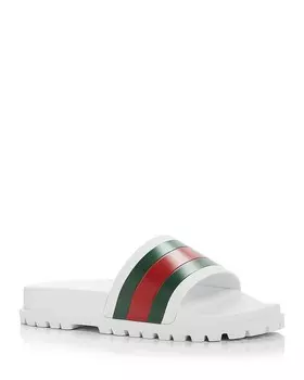 Мужские шлепанцы с полосками Gucci Web Signature, белый
