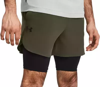 Мужские шорты 2-в-1 Under Armour Vanish Elite, цвет Marine OD Green /Blk/Blk