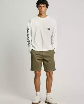 Мужские шорты-бермуды чинос из твиловой ткани Pepe Jeans, темно-зеленый