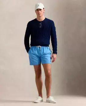 Мужские шорты-бермуды для плавания с регулируемой талией Polo Ralph Lauren, голубой