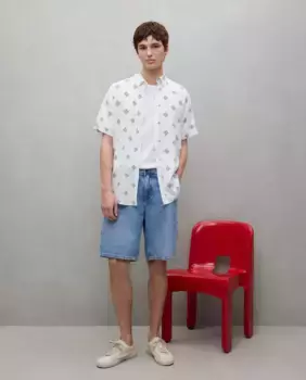 Мужские шорты-бермуды из эластичного денима с пятью карманами Easy Wear, нежно-голубой