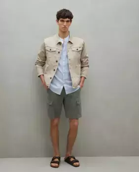 Мужские шорты-бермуды из эластичного хлопка с множеством карманов Easy Wear, темно-зеленый