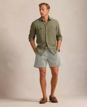 Мужские шорты-бермуды из быстросохнущего эластичного сирсакера Ralph Lauren, зеленый