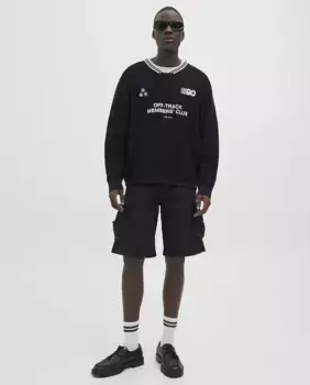 Мужские шорты-бермуды с боковыми карманами и завязками Jack & Jones, чёрный