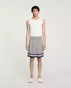 Мужские шорты-бермуды с жидким принтом Sandro, бежевый