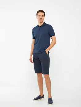 Мужские шорты-бермуды стандартного кроя из габардина LCWAIKIKI Basic, индиго