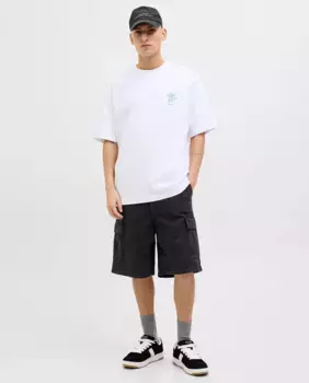 Мужские шорты-бермуды свободного кроя с боковыми карманами Jack & Jones, чёрный