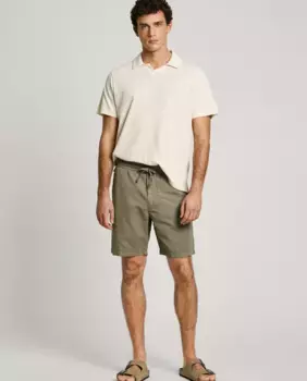 Мужские шорты-бермуды свободного кроя с завязкой на талии Pepe Jeans, темно-зеленый