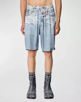 Мужские шорты без застежки с принтом P-Alston Diesel, цвет Blue Denim