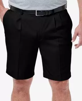 Мужские шорты big & tall cool 18 pro® classic-fit stretch со складками 9,5 дюйма Haggar, черный
