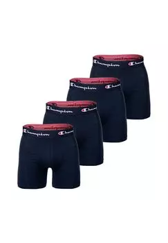 Мужские шорты-боксеры, 4 шт. в упаковке, хлопок, пояс с логотипом, однотонные Champion, цвет Marine