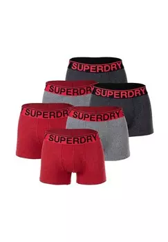 Мужские шорты-боксеры, 6 шт - TRUNK SIX PACK, пояс с логотипом, натуральный хлопок Superdry., цвет Rot/schwarz/grau