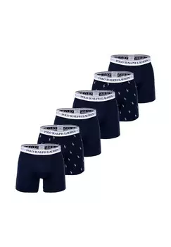 Мужские шорты-боксеры, 6 шт. в упаковке - BOXER BRIEF - 6 шт., хлопок стрейч, пояс с логотипом RALPH LAUREN, темно-синий