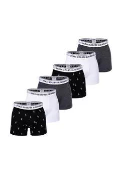 Мужские шорты-боксеры, 6 шт. в упаковке - BOXER BRIEF - 6 шт., хлопок стрейч, пояс с логотипом RALPH LAUREN, цвет Schwarz Grau