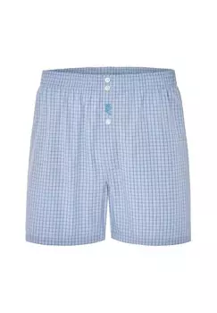 Мужские шорты-боксеры из классического поплина премиум-класса из бамбуковой вискозы в клетку El Bho NOCTURNO, синий