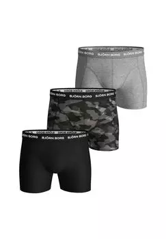 Мужские шорты-боксеры, комплект из 3 шт., хлопок стрейч, пояс с логотипом BJRN BORG, цвет Schwarz Grau Camouflage