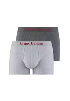 Мужские шорты-боксеры, упаковка из 2 шт. - джинсовая забава, нижнее белье, нижнее белье, хлопок, логотип, однотонный bruno banani, цвет Dunkelgrau Hellgrau