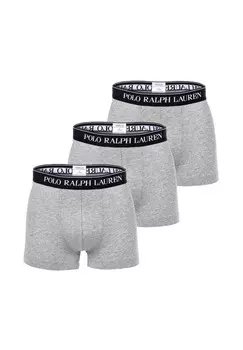 Мужские шорты-боксеры, упаковка из 3 шт. - CLASSIC-3 PACK- TRUNK, хлопок стрейч, пояс с логотипом RALPH LAUREN, серый