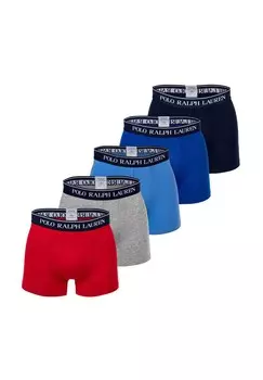 Мужские шорты-боксеры, упаковка из 5 шт. - CLASSIC TRUNK-5 PACK, хлопок стрейч, пояс с логотипом RALPH LAUREN, цвет Blau Rot Grau