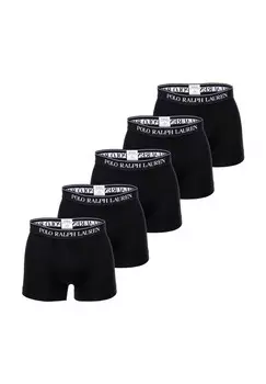 Мужские шорты-боксеры, упаковка из 5 шт. - CLASSIC TRUNK-5 PACK, хлопок стрейч, пояс с логотипом RALPH LAUREN, черный