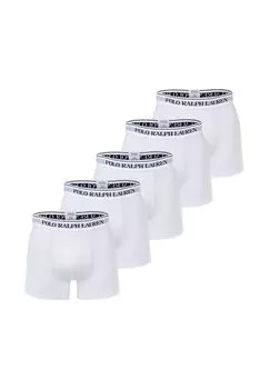 Мужские шорты-боксеры, упаковка из 5 шт - CLSSIC TRUNK-5 PACK, хлопок стрейч, пояс с логотипом RALPH LAUREN, белый