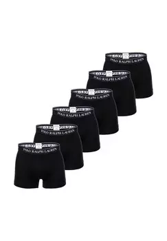 Мужские шорты-боксеры, упаковка из 6 шт. - CLASSIC-6 PACK- TRUNK, хлопок стрейч, пояс с логотипом RALPH LAUREN, черный