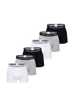 Мужские шорты-боксеры, упаковка из 6 шт. - CLASSIC-6 PACK- TRUNK, хлопок стрейч, пояс с логотипом RALPH LAUREN, цвет Schwarz Grau