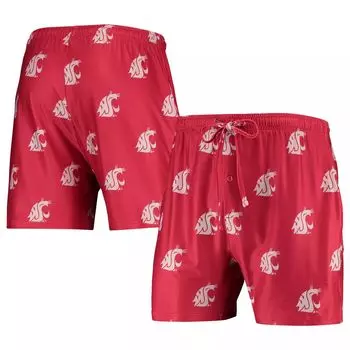 Мужские шорты Concepts Sport Crimson Washington State Cougars с флагманским принтом и джемами