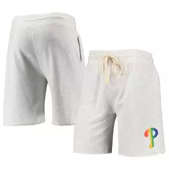 Мужские шорты Concepts Sport Oatme Philadelphia Phillies Mainstream с логотипом Terry Tri-Blend