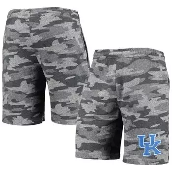 Мужские шорты Concepts Sport Угольно-серый Kentucky Wildcats Camo Backup Terry Jam Lounge Shorts