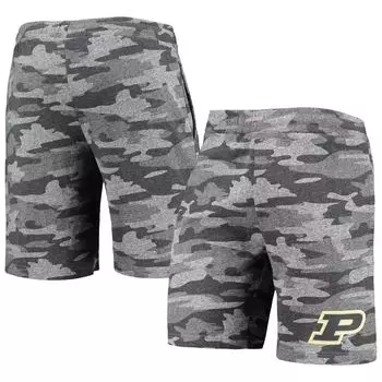 Мужские шорты Concepts Sport угольного/серого цвета Purdue Boilermakers Camo Backup Terry Jam Lounge Shorts