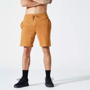 Мужские шорты для фитнеса 500 Essentials - орехово-коричневый Domyos