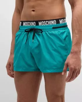 Мужские шорты для плавания с контрастным логотипом на поясе Moschino, цвет Green