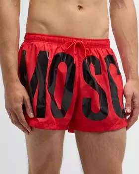 Мужские шорты для плавания с полным логотипом Moschino, цвет Fucsia