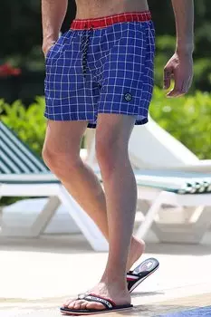 Мужские шорты для плавания в клетку темно-синие 4258 MADMEXT