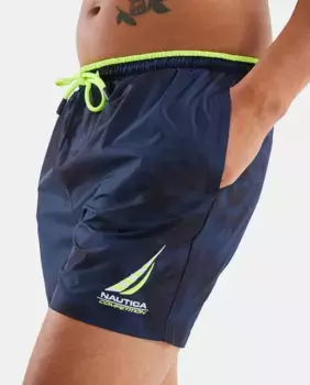 Мужские шорты для плавания в стиле бермуды с принтом Nautica, тёмно-синий