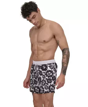 Мужские шорты для волейбола Euro Black & White Bandana Print Performance длиной 5 дюймов DKNY, розовый