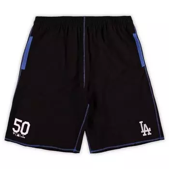 Мужские шорты двойной вязки Mookie Betts Black/Royal Los Angeles Dodgers Big & Tall с прострочкой
