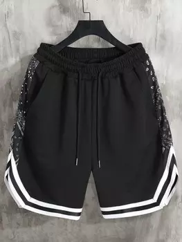 Мужские шорты-джоггеры свободного кроя Sporsity с кулиской на талии и принтом пейсли Manfinity, черный