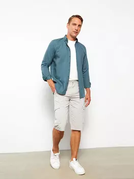 Мужские шорты из габардина Standard Mold LCWAIKIKI Classic, цвет камня