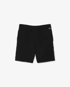 Мужские шорты из хлопкового флиса с отделкой логотипом Lacoste, чёрный