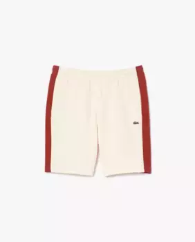 Мужские шорты из хлопкового флиса в стиле колор-блок белого цвета Lacoste, белый