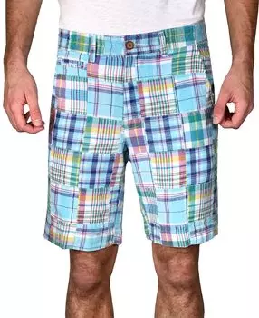 Мужские шорты из мадраса с нашивками кислотной стирки Vintage 1946