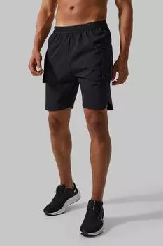 Мужские шорты-карго с разрезным подолом man active Boohoo, черный