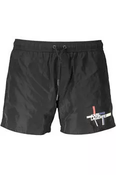 Мужские шорты Karl Lagerfeld Beachwear пляжные короткие с контрастным логотипом, черный