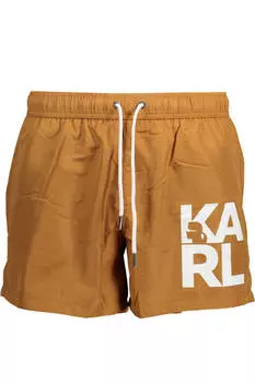 Мужские шорты Karl Lagerfeld Beachwear пляжные короткие с фирменным принтом, коричневый
